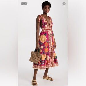 Farm Rio Flower Tapestry Midi Dress